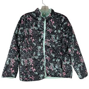 Swiss Tech Jacket Girls Gray Pink Blue XL 14/16 Animal Print Lightweight Zip Up